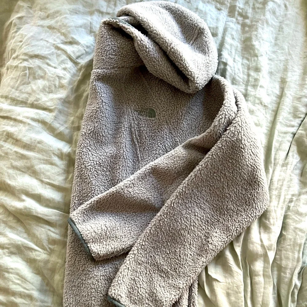 The North Face Fleece Sherpa Hoodie Zip Pockets Women’s Large in Light Green - Picture 3 of 4